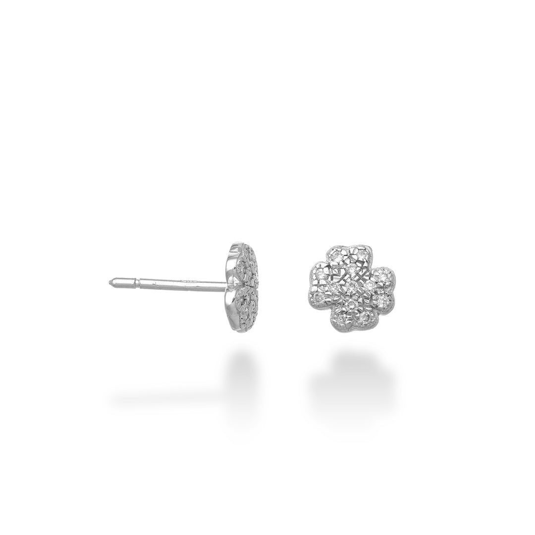 Nihama enkele oorbel 18k klavertje vier 0,07 ct NORMONQUADRIO4