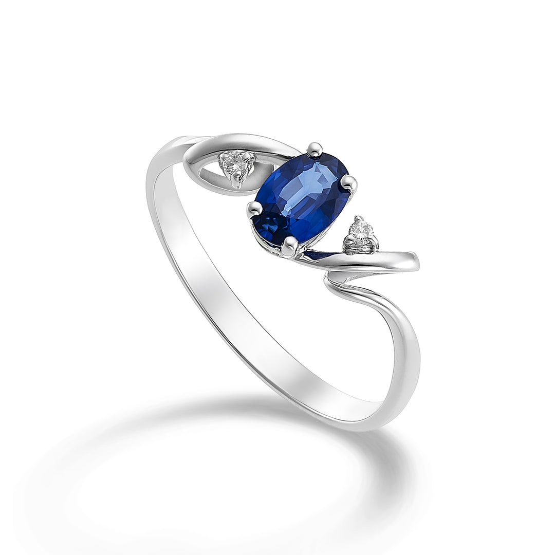 Mikiko, ein 18-karätiger ovaler Saphir mit 6 x 4 ct. 0,40 Durchm. 0,02 ct MA5057O4ZFD