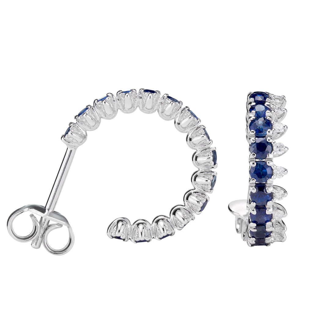 Golay-Kronenohrringe mit blauen Saphiren und Diamanten 1,71 ct ODG015ZBDI-22131110036