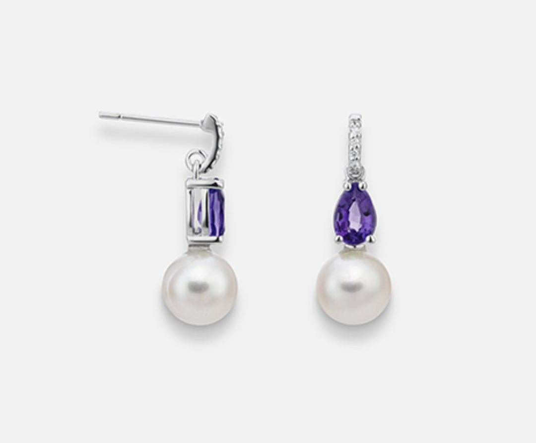 Mikiko oder 18k fw 7,5/8 Amethyst Tropfen 6x4 ct.0,72 dia ct.0,03 MO1526O4FABI075