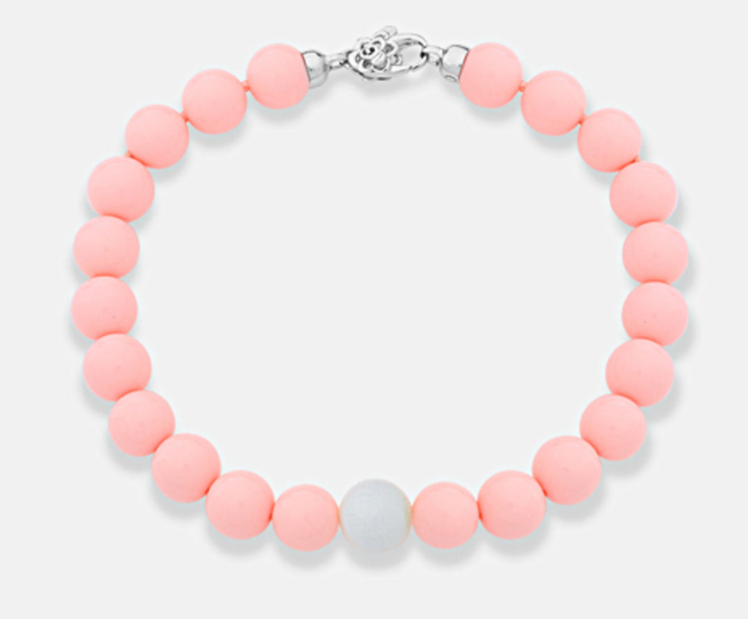 Mikiko br ag925 agglomérat de corail rose et agate blanche 10mm MB7364A4CORALLO010