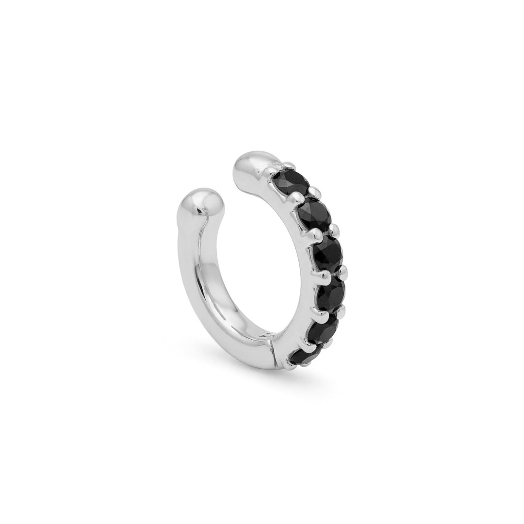 Mikiko or ear cuff 9kt spring with six black diamonds, in white gold MXDOEC780R4BK030