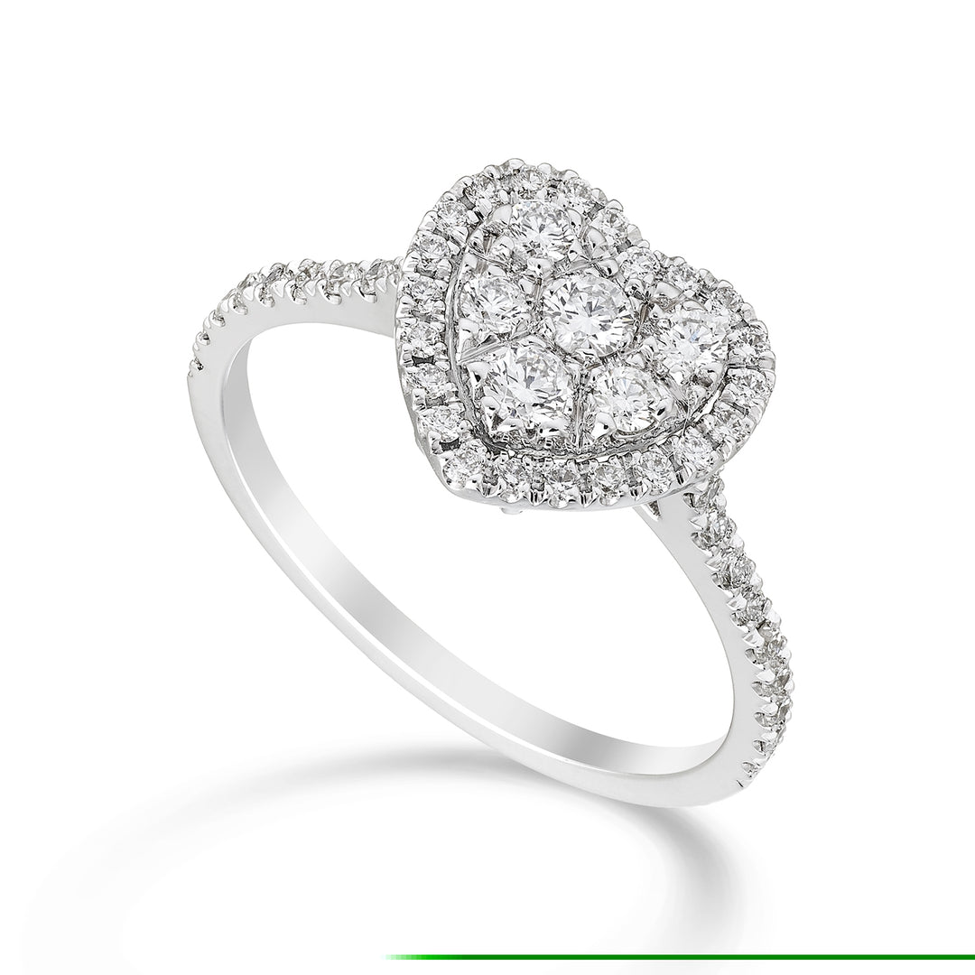 Golay heart-shaped multi-stone ring with recessed shank AMPC003DI-23095110027