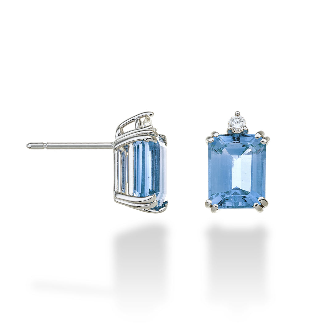 Mikiko oder 18k achteckiger blauer Topas 7x9 ct.5,80 Durchm. ct.0,08 MOCL090DITPAZ4O4
