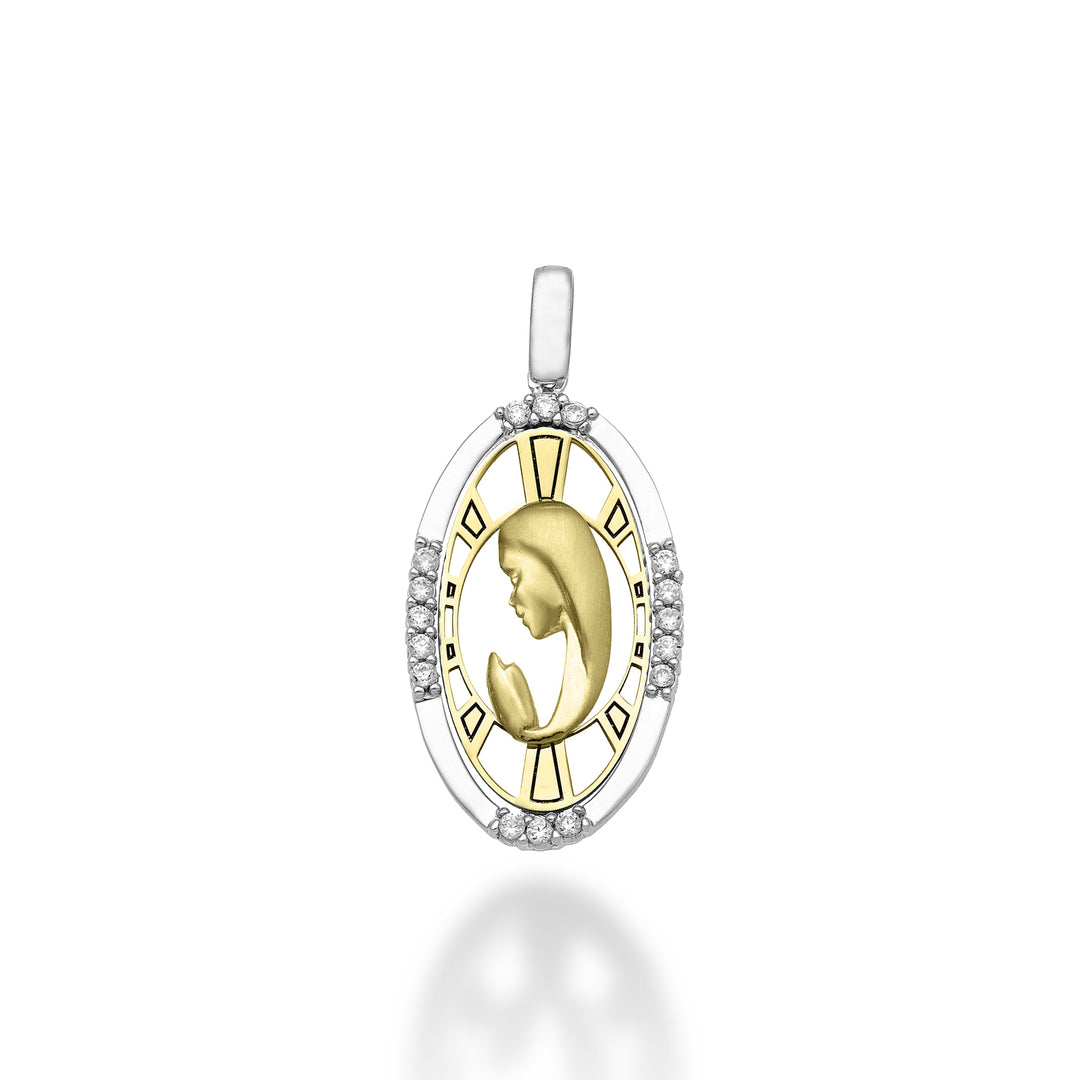 Mikiko pe 18k 0,13 ct Madonna priant or blanc/jaune 2,1 cm MP5027O7BR013