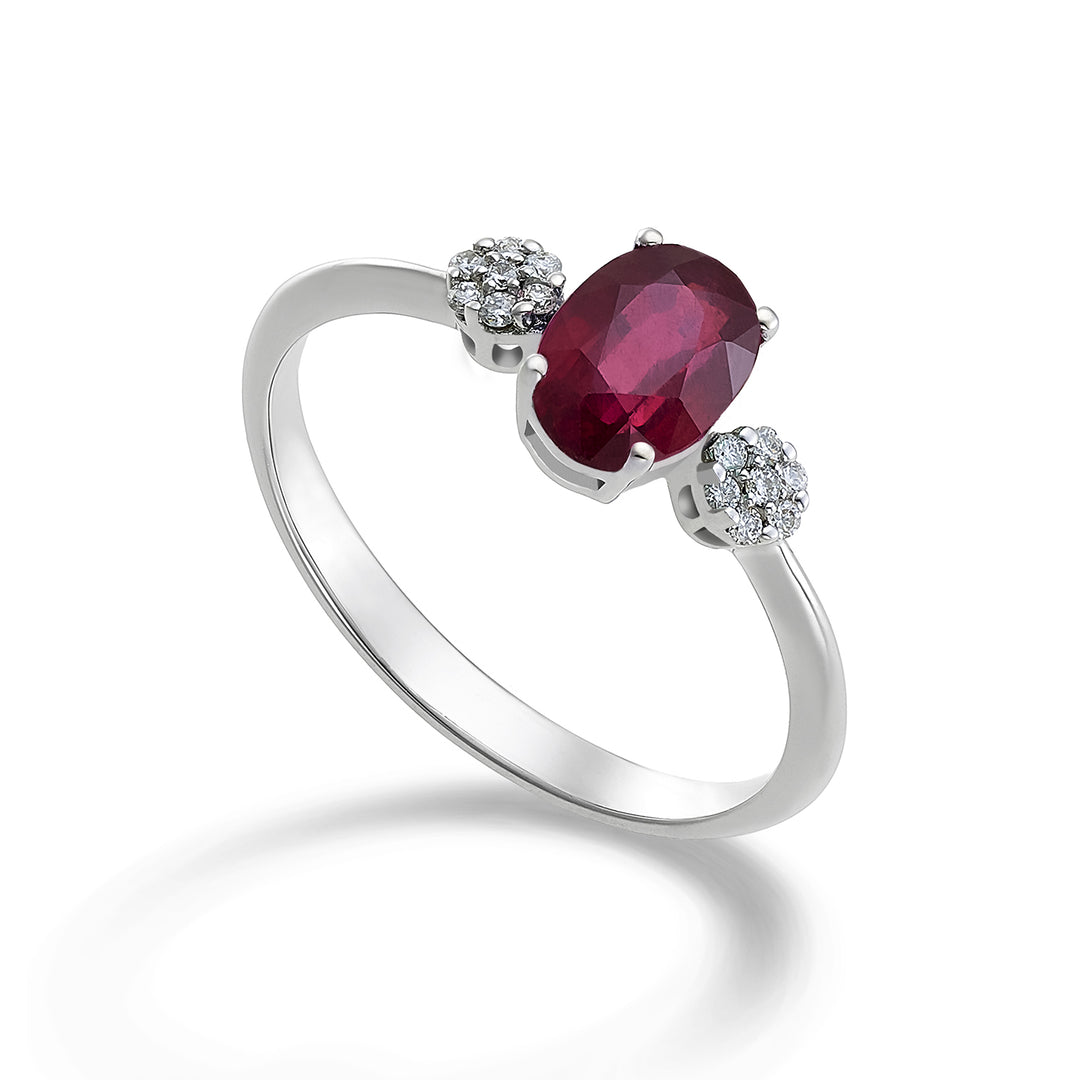Nihama een 18k robijn n. ovaal 7x5 ct.0,85 diam. ct.0,08 NA5058O4RBN085