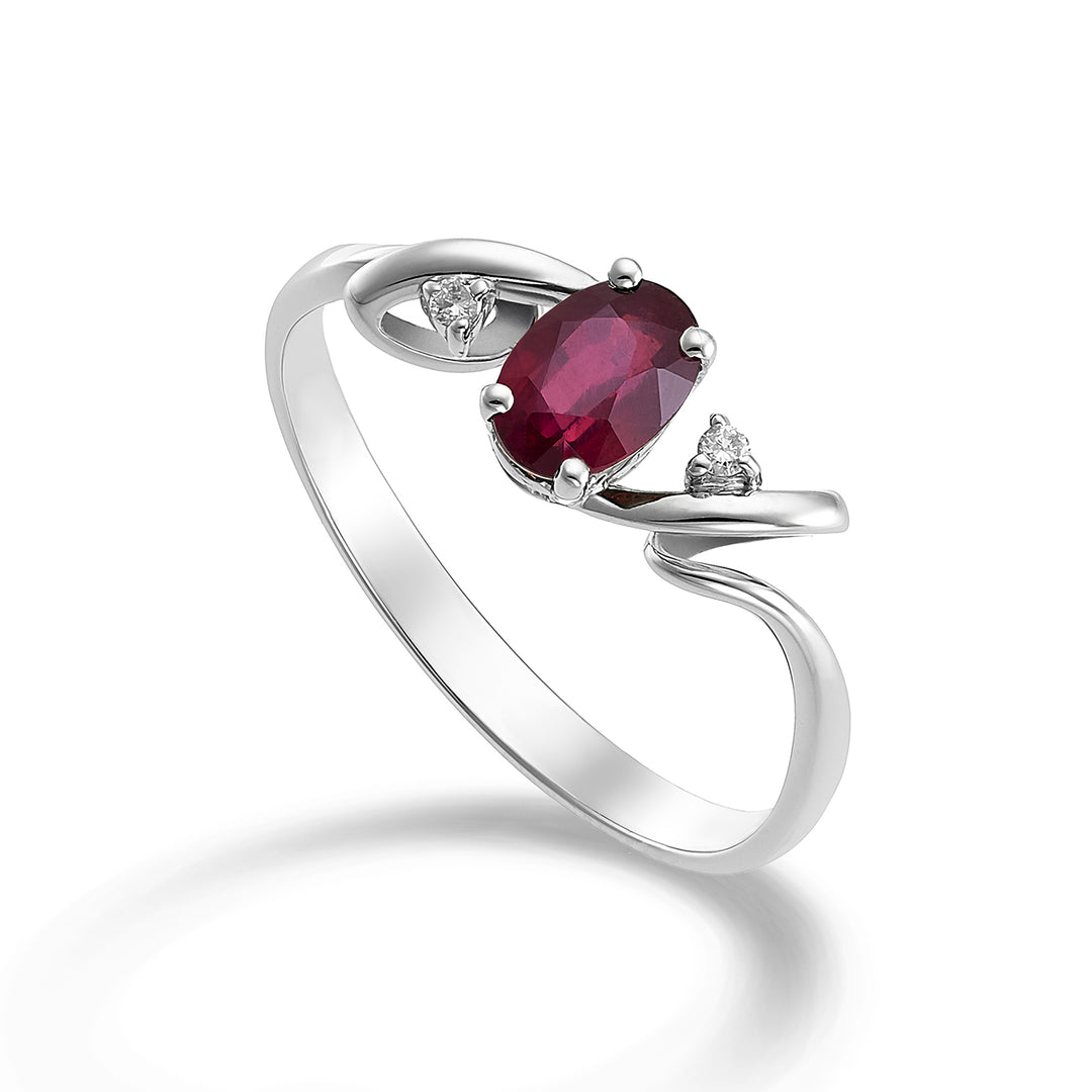 Mikiko een 18k ovale robijn 6x4 ct.0,40 diam. ct.0,02 MA5057O4RBC