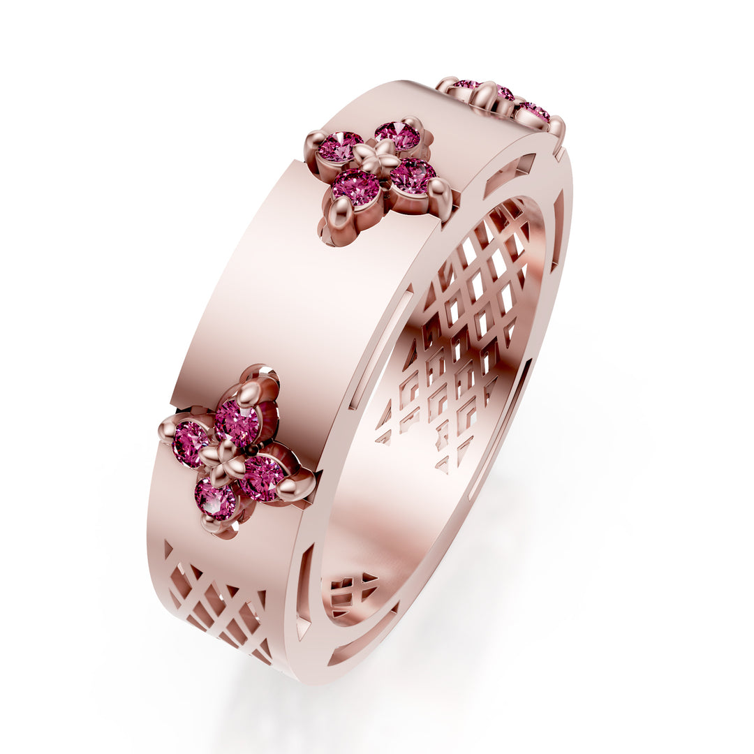 Golay satijnen saffraan halfronde bandring. roze roze AFFI04ZPSR