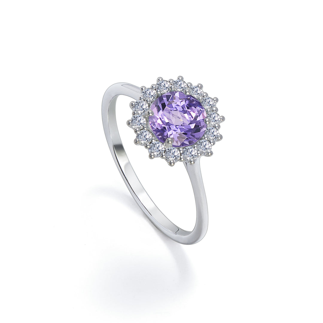Bague Golay améthyste ronde 6x6 avec contour diamant ACL118DIAME-22304110041