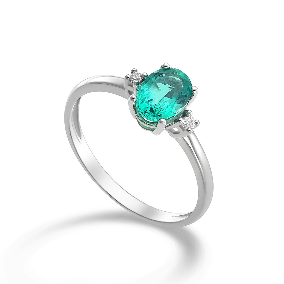 Mikiko, ein ovaler Smaragd aus 9 Karat, 7x5 ct.0,60 Durchm. ct.0,03 MA5073R4BE