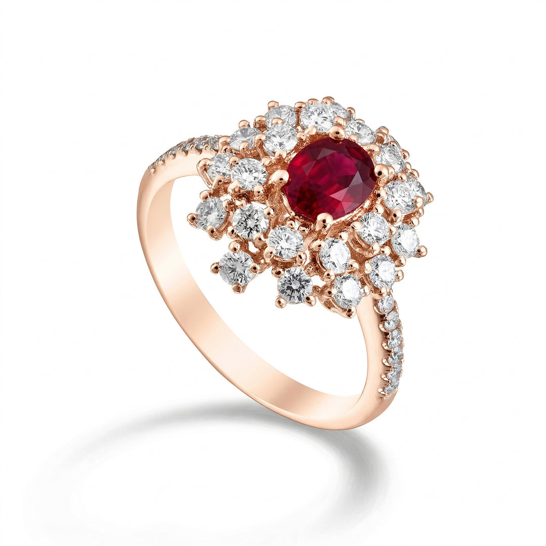 Golay ovale robijnrode ring 7x5 onregelmatige omtrek ACLC834DRU75-26065110191