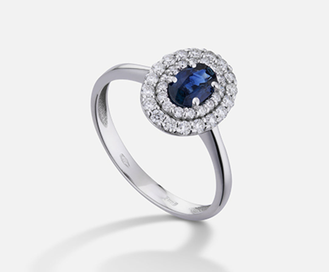 Nihama, ein 18-karätiger Saphir Nr. Oval 6x4 ct.0,62 Durchmesser ct.0,33 NA5117O4ZFN062