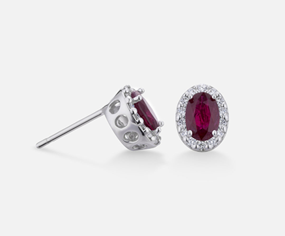 Mikiko oder 18 Karat ovaler Rubin, 6 x 4 ct. 0,80 dia ct. 0,18 MO5038O4RBC