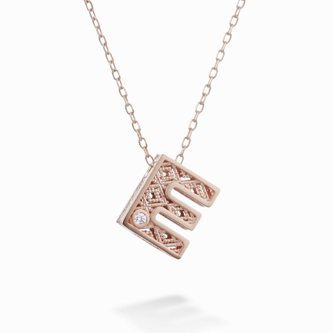 Nihama cl 18k letter en roségouden diam. ct.0,01 NDLETEO3