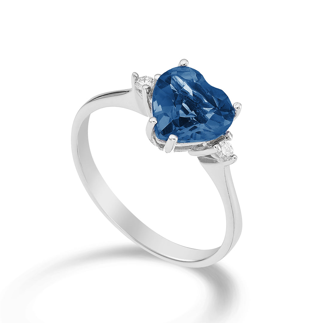 Nihama an 18k London blue topaz heart 8x8 ct.2.00 diam. 0.05 ct NACL198DITPBL88O4