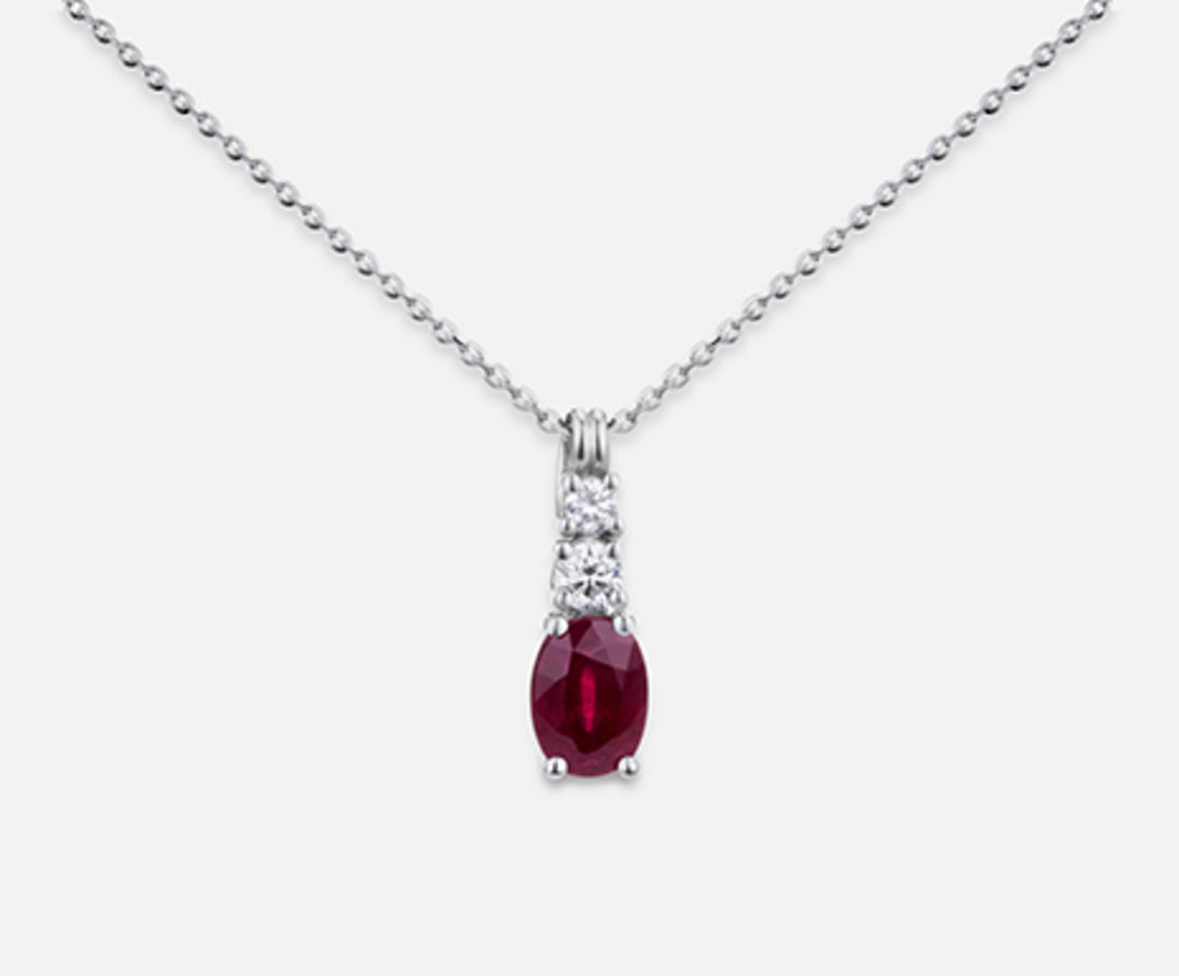 Nihama cl 18k ruby ​​n. oval 7x5 ct.0.85 dia ct.0.15 ND5056O4RBN085
