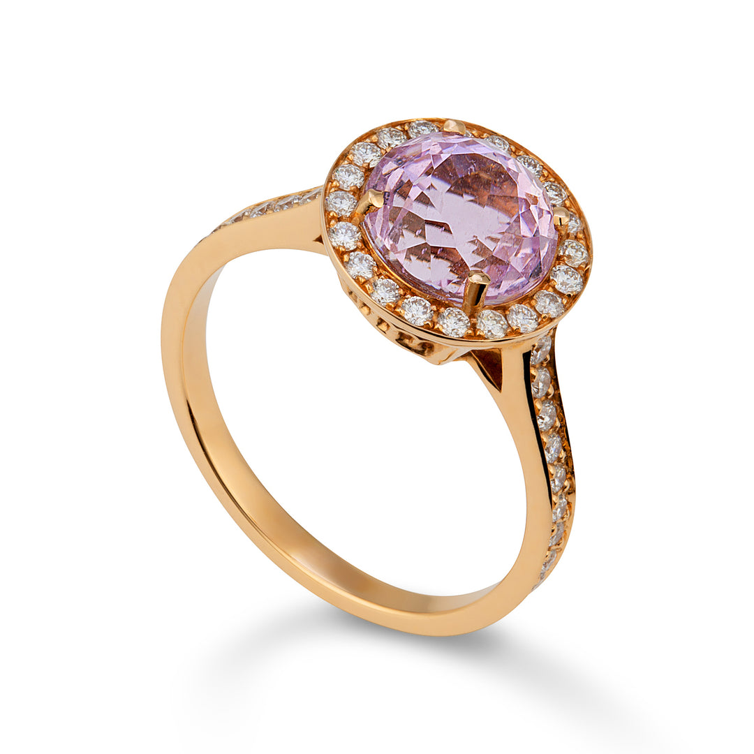 World Diamond Group Ring Kunzit rund 8x8 und Diamanten ACLC71DIKZ1-22186110058