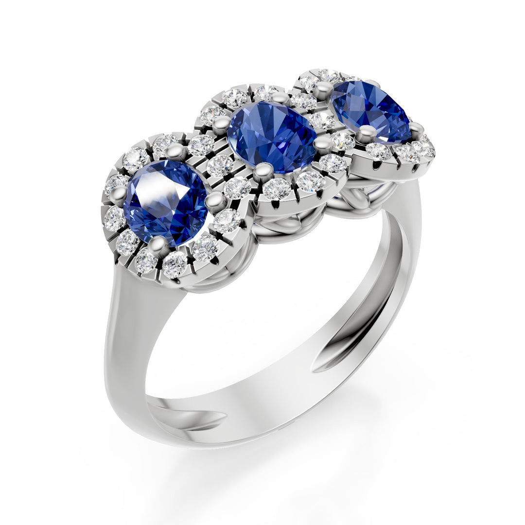 Golay oval sapphire trilogy ring 5x4 diamond outline ACL3124DIZB45-23199110045