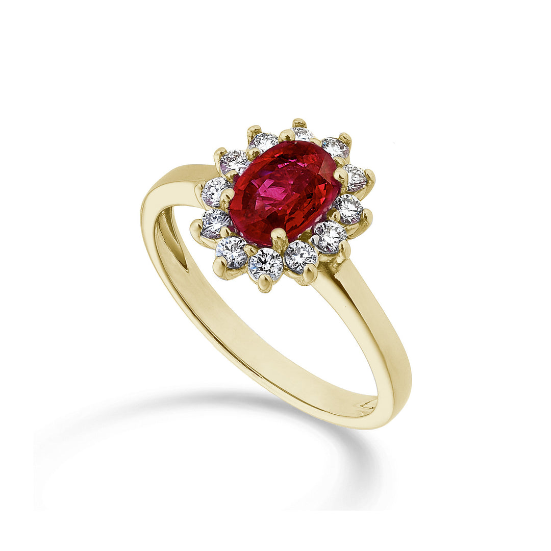 Mikiko un rubis 18 carats n. ovale 7x5 ct. 0,85 diamètre. Or jaune 0,30 ct MA5094O1RBN085