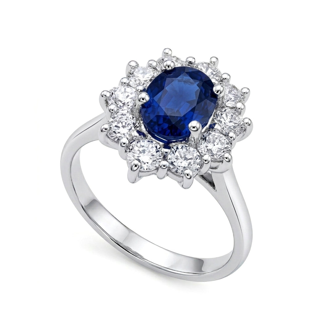 Golay ovaler Saphirring 6x5 Kontur 10 Diamanten ACLC102DIZB65-24239110064