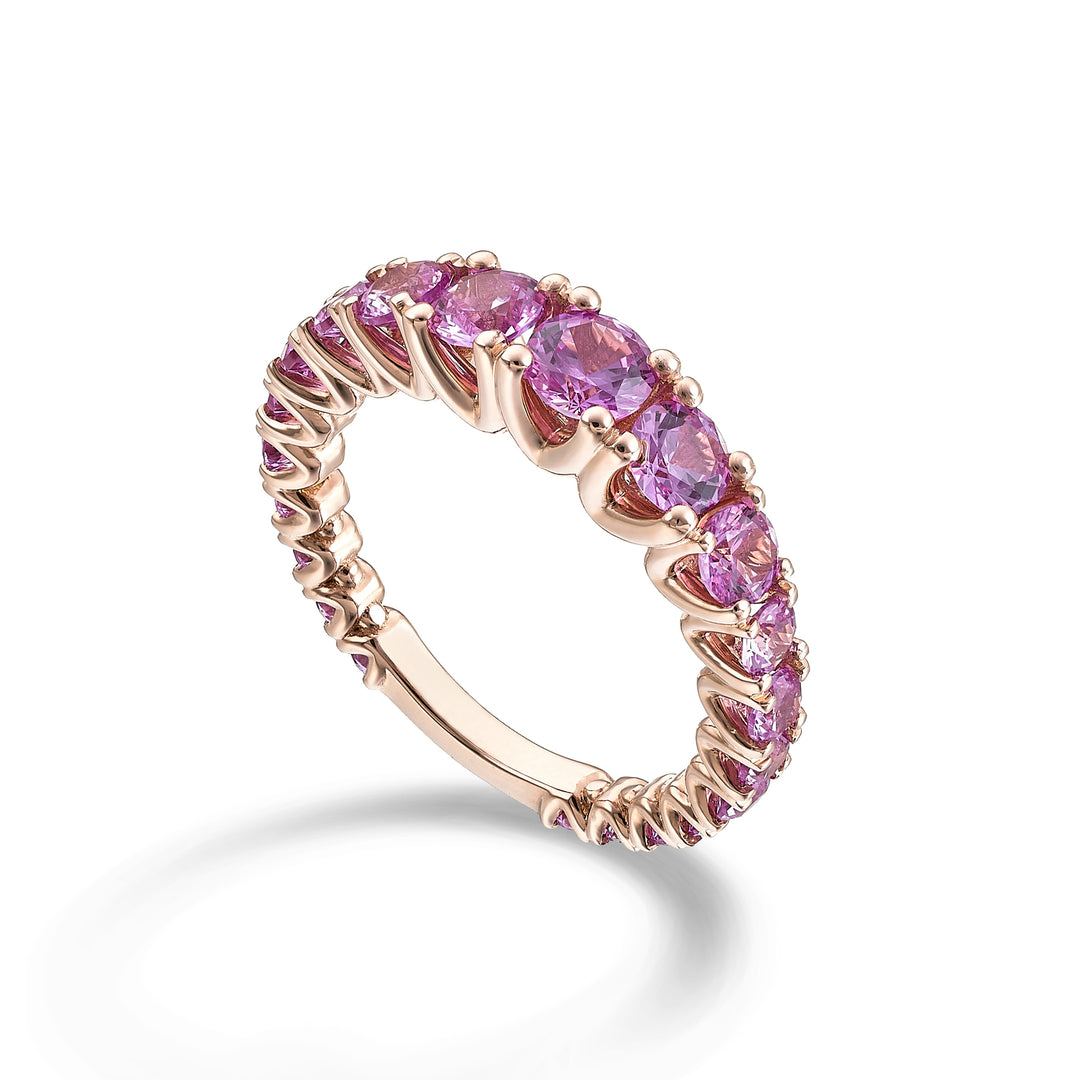 Mikiko een 18kt roze saffier laboratoriumtas. 2,40 ct centraal 0,40 ct met schaalverdeling met roségouden staaf MXDABIC1495ZFPO3