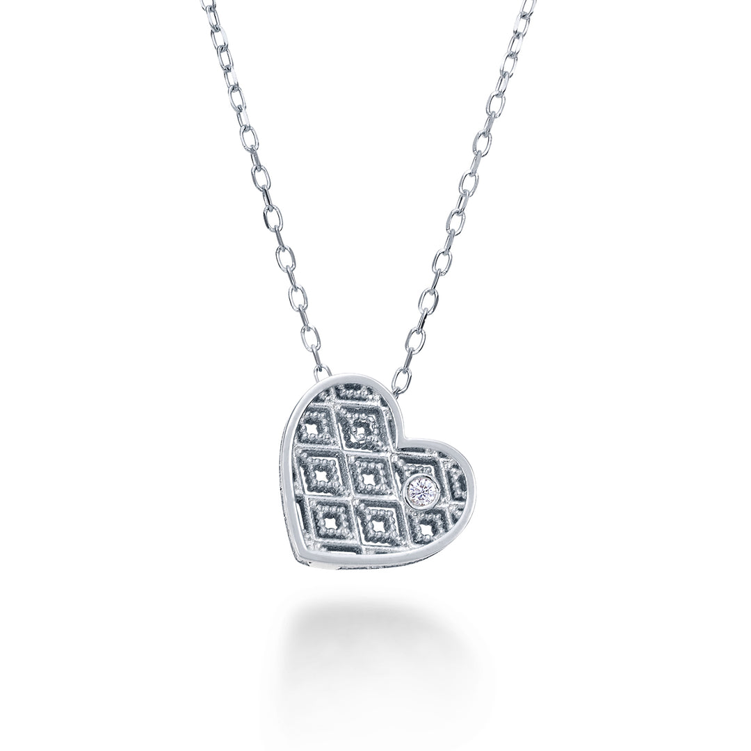 Nihama cl 18k witgouden hart diam. ct.0,01 NDHEART4