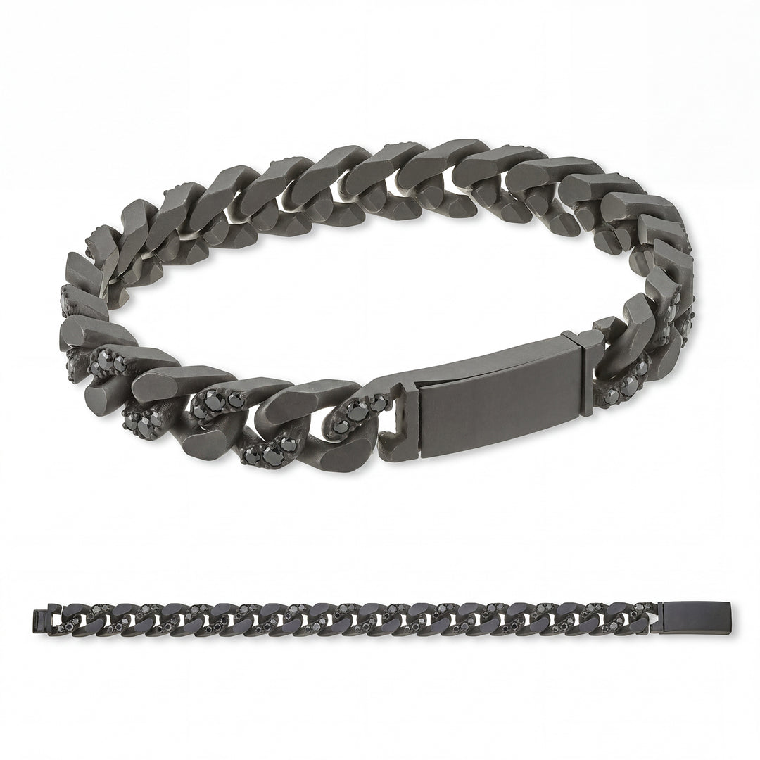 X-Diamond Groumette-Armband, 22 große, glatte Glieder + inkl. Titan-Alternative + Ch Inc. 20cm Durchmesser. schwarz LXDBRG004BK1NE-200