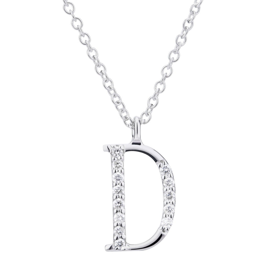 Golay cl 18k letter d grote diam. 0,06 ct witgoud GDGFDO4