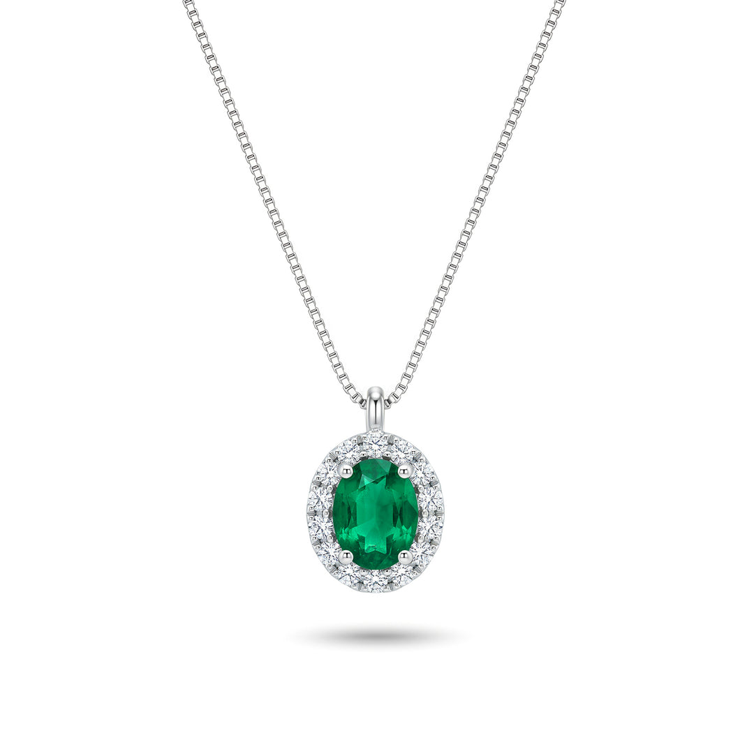 Nihama cl 18k émeraude ovale 5x4 avec entourage de diamants ND5202O4SMN
