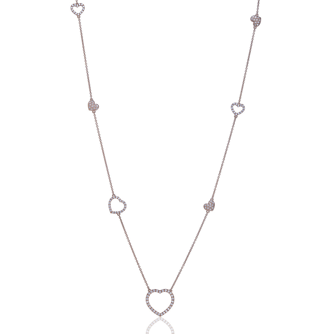 Golay lange ketting love me met afwisselende hartjes GFCU007DI-21315110119