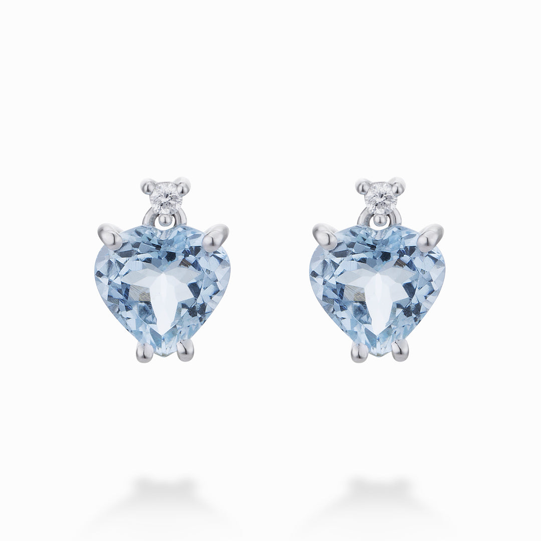 World Diamond Group 7x7 hart-aquamarijn en diamanten oorbellen OCL198DIAQ77-23076110152