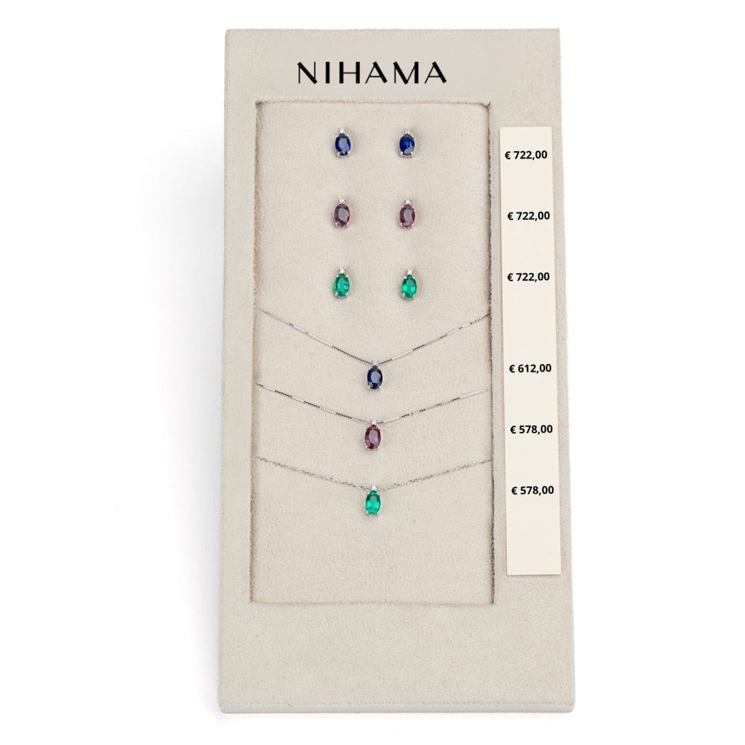 Nihama-Paket Kl. 5034 + oder 5023 18kt ovaler 6x4 Saphir, Rubin und Smaragd nat. N.LIGHTBOX.9-N