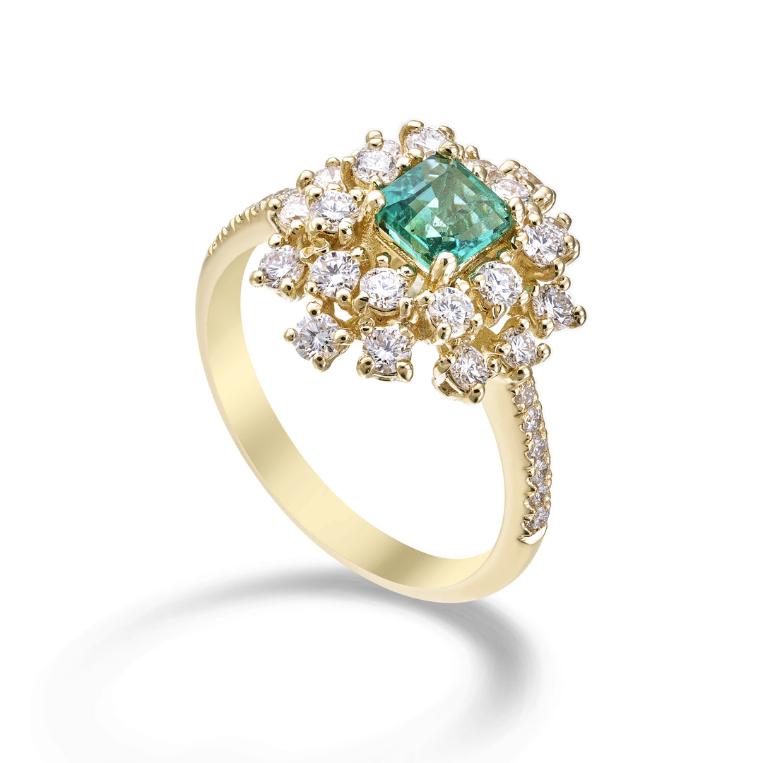 Golay vierkante smaragdgroene ring 5x5 onregelmatige contour ACLC843DSM55-26068110092