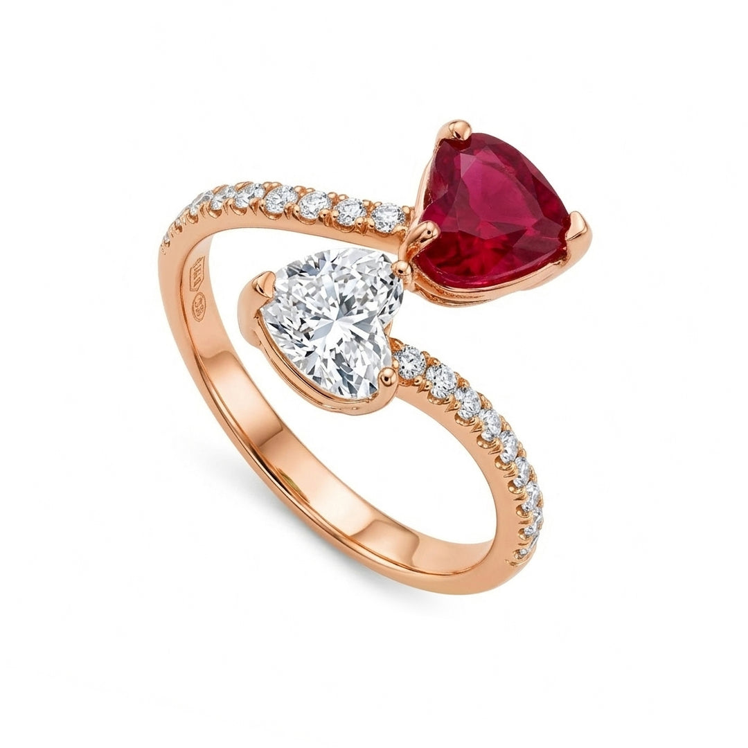 Bague bilogy Golay coeurs contraires frotter 6x5 et diamant ABL846DRU65R-26072110151