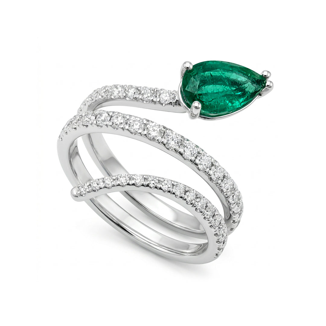 Golay double round emerald drop band ring 8x5 AFS849DSM85B-26077110107