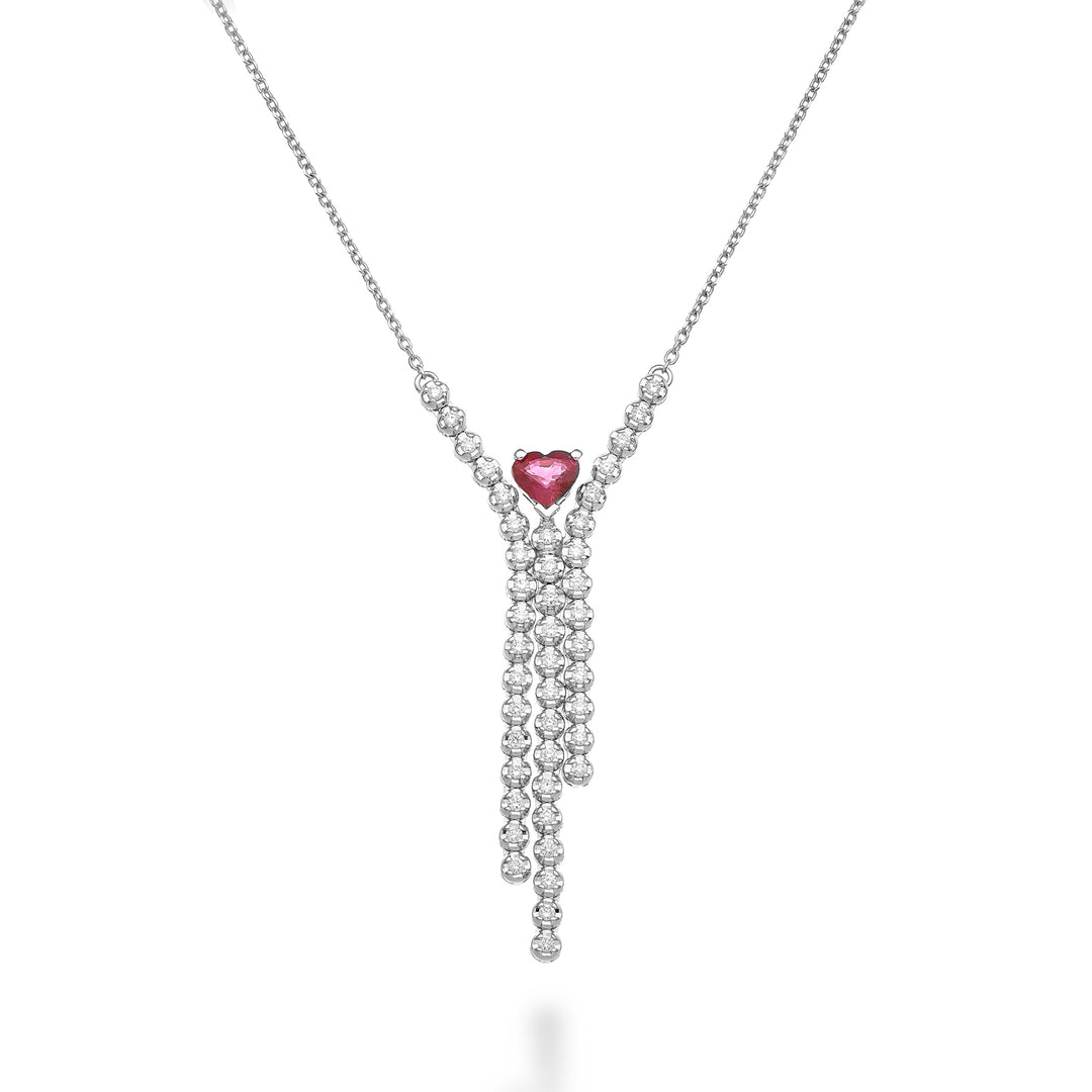Tour de cou Golay 3 rangs avec coeur central rubis 6x5 GMPF013CUDIRU-24254110140