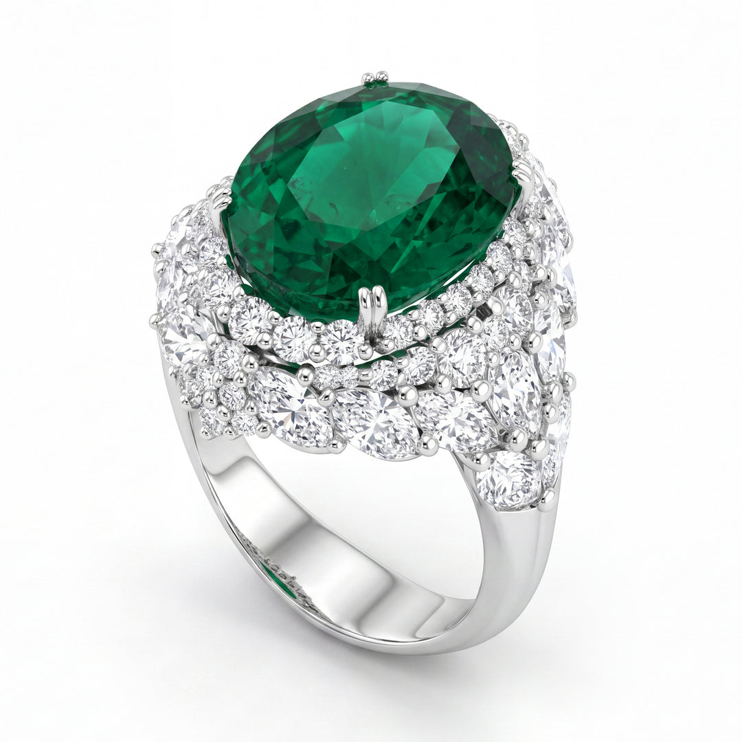 World Diamond Group ring with 7.24 ct emerald and diamonds APU190DISM-17263110006