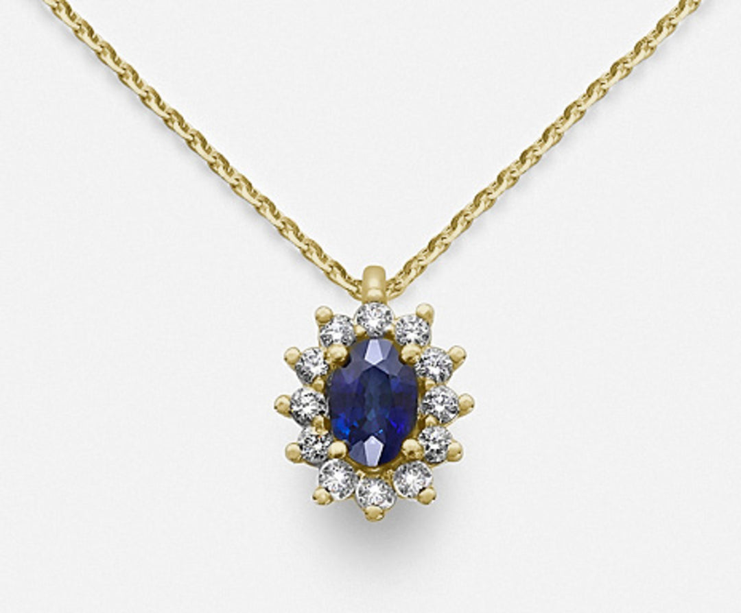 Mikiko cl 18k saffier n. ovaal 6x4 ct.0,62 diam. 0,23 ct geelgoud MD5047O1ZFN062
