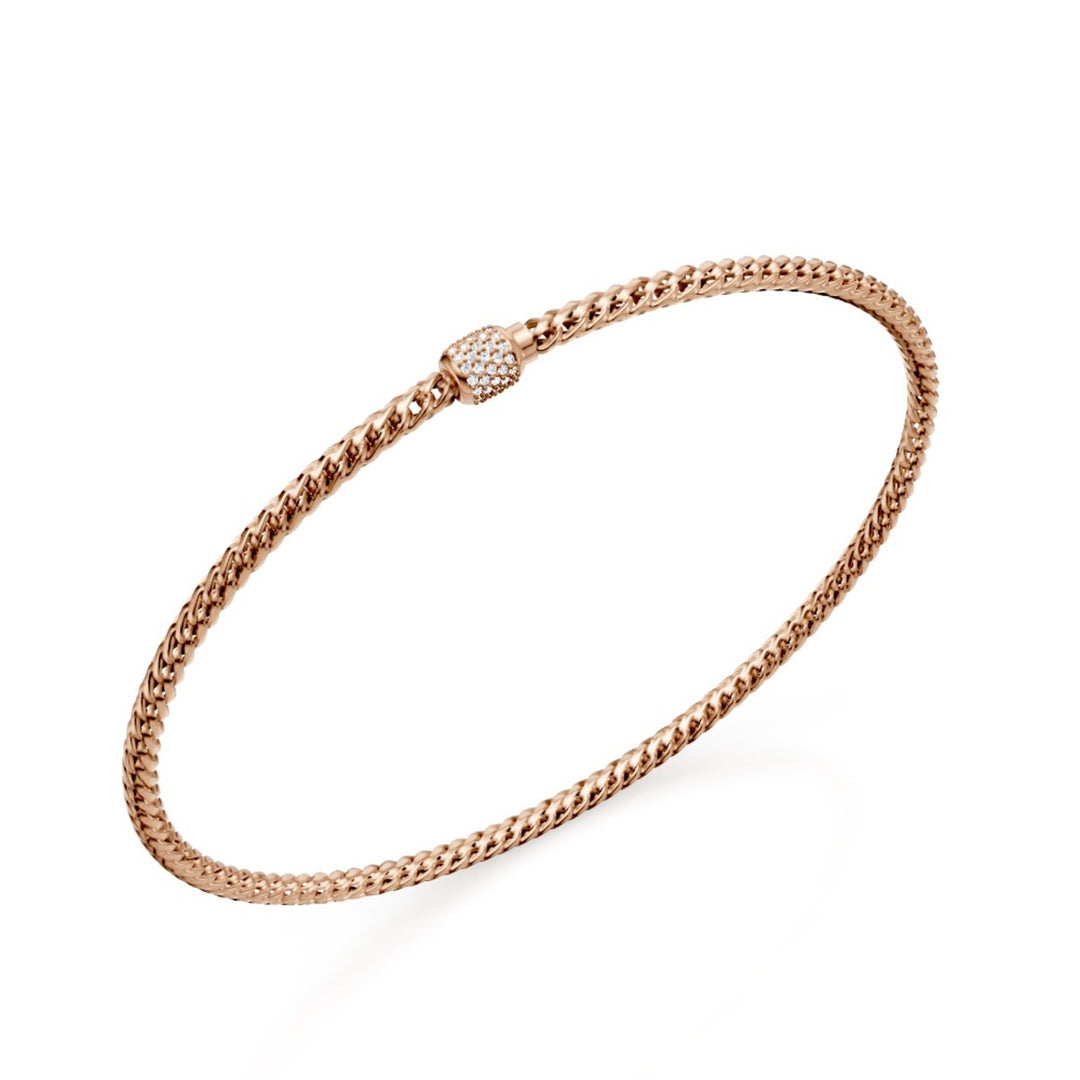 Golay-armband met zachte gebogen schakel, in 18kt roségoud en met diamanten gezette sluiting, 18,5 cm GBR003O3DIBI060-185