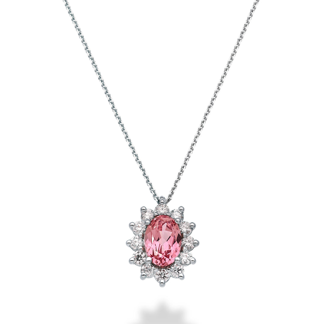 Nihama cl 18k ovale roze saffier 7x5 ct.0,80 diam. 0,30 ct ND5048O4ZFRP