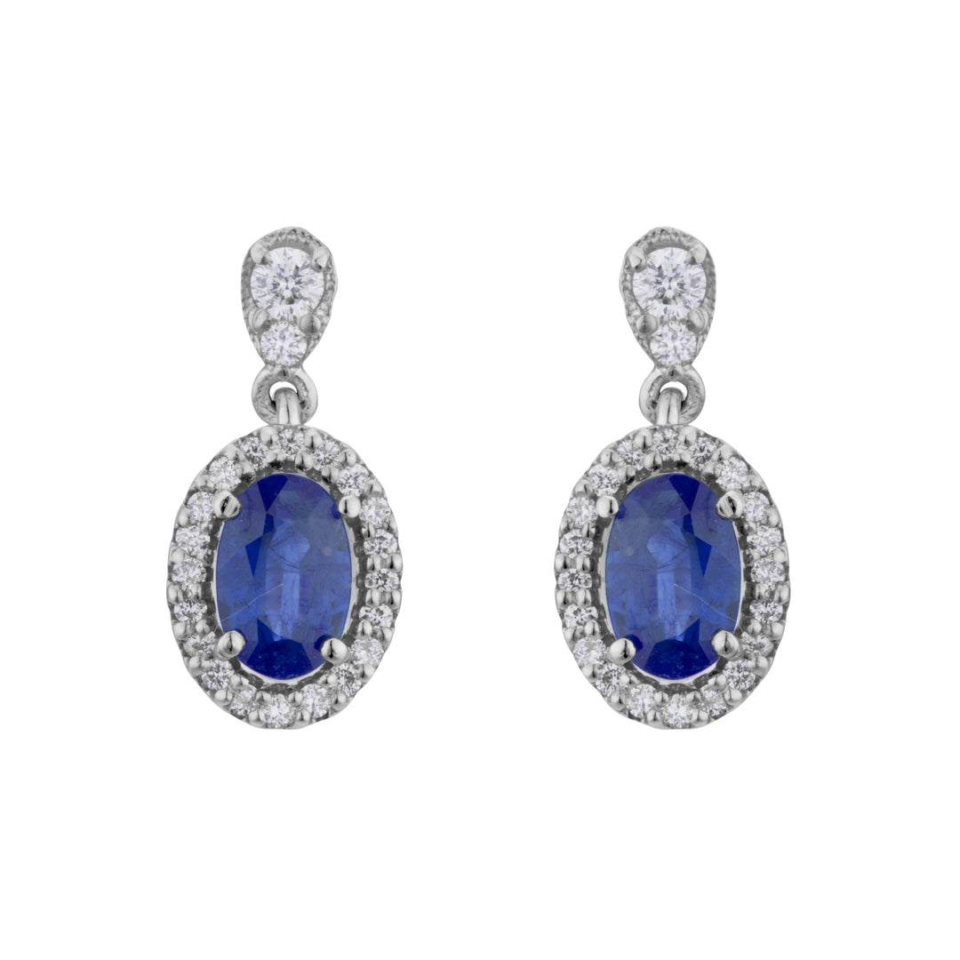 Golay ovale saffier oorbellen 6x4 en diamantcontour ORB200BS-20150110020