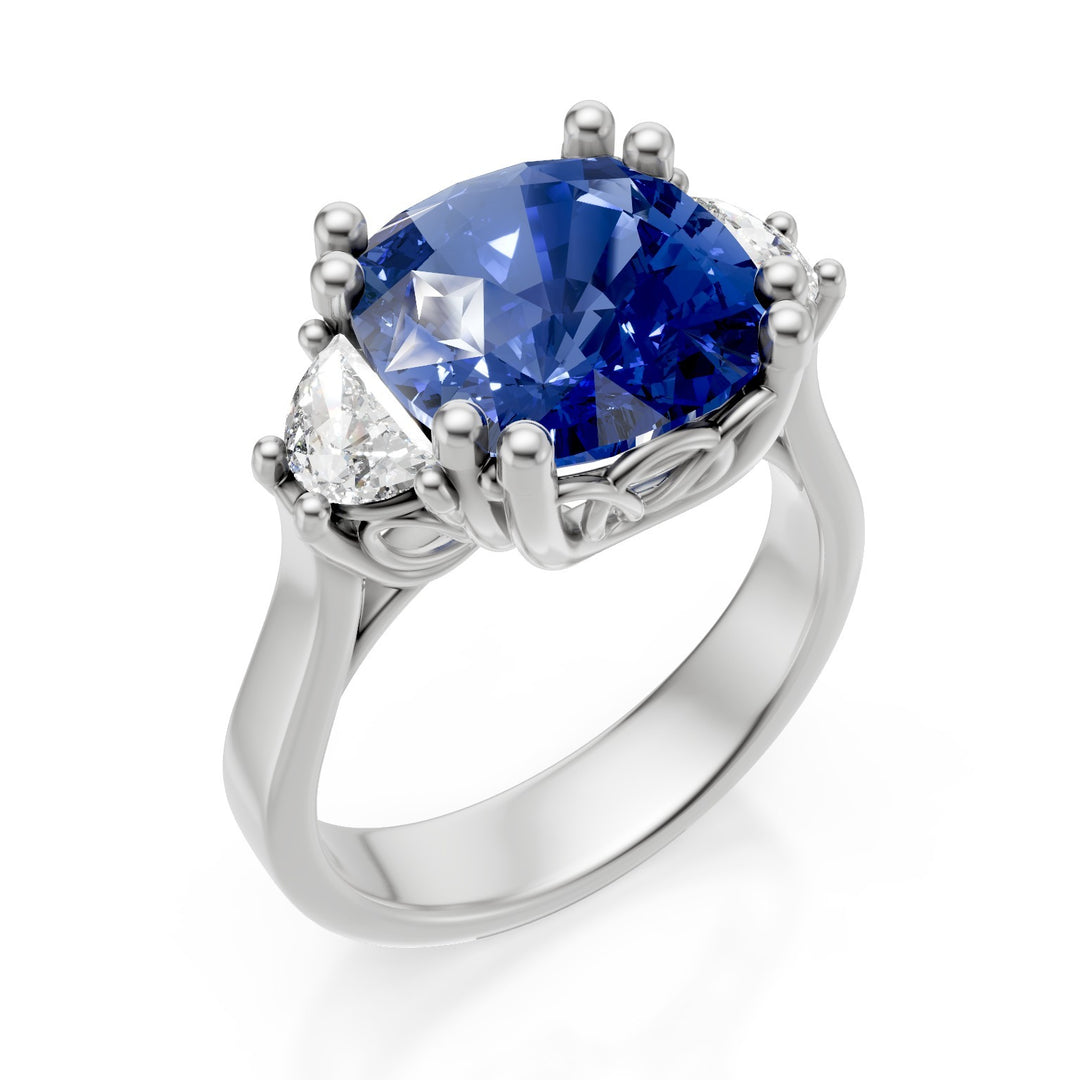 World Diamond Group kussen ring saffier 10x10 en halve manen aan de zijkant APU523DZB-25049110095