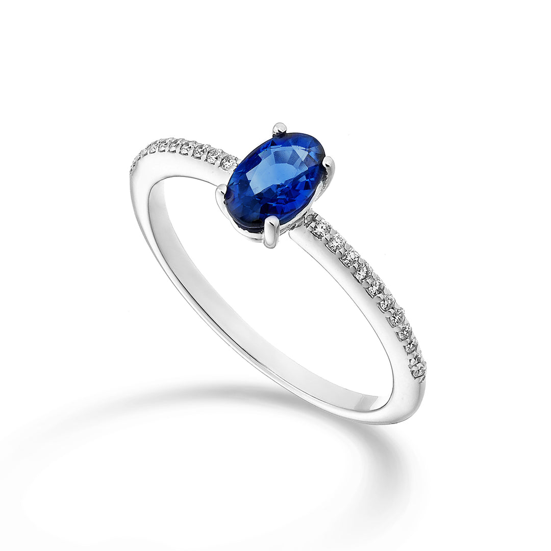 Mikiko, ein 18-karätiger ovaler Saphir mit 6 x 4 ct. 0,40 Durchm. 0,08 ct MA5102O4ZFD