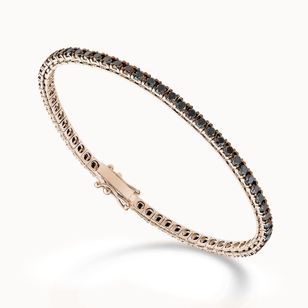 Nihama br tennis 18k zwarte spinel 3,00 ct roségoud 17,5 cm - 70 instellingen NBTQ250SBKO3