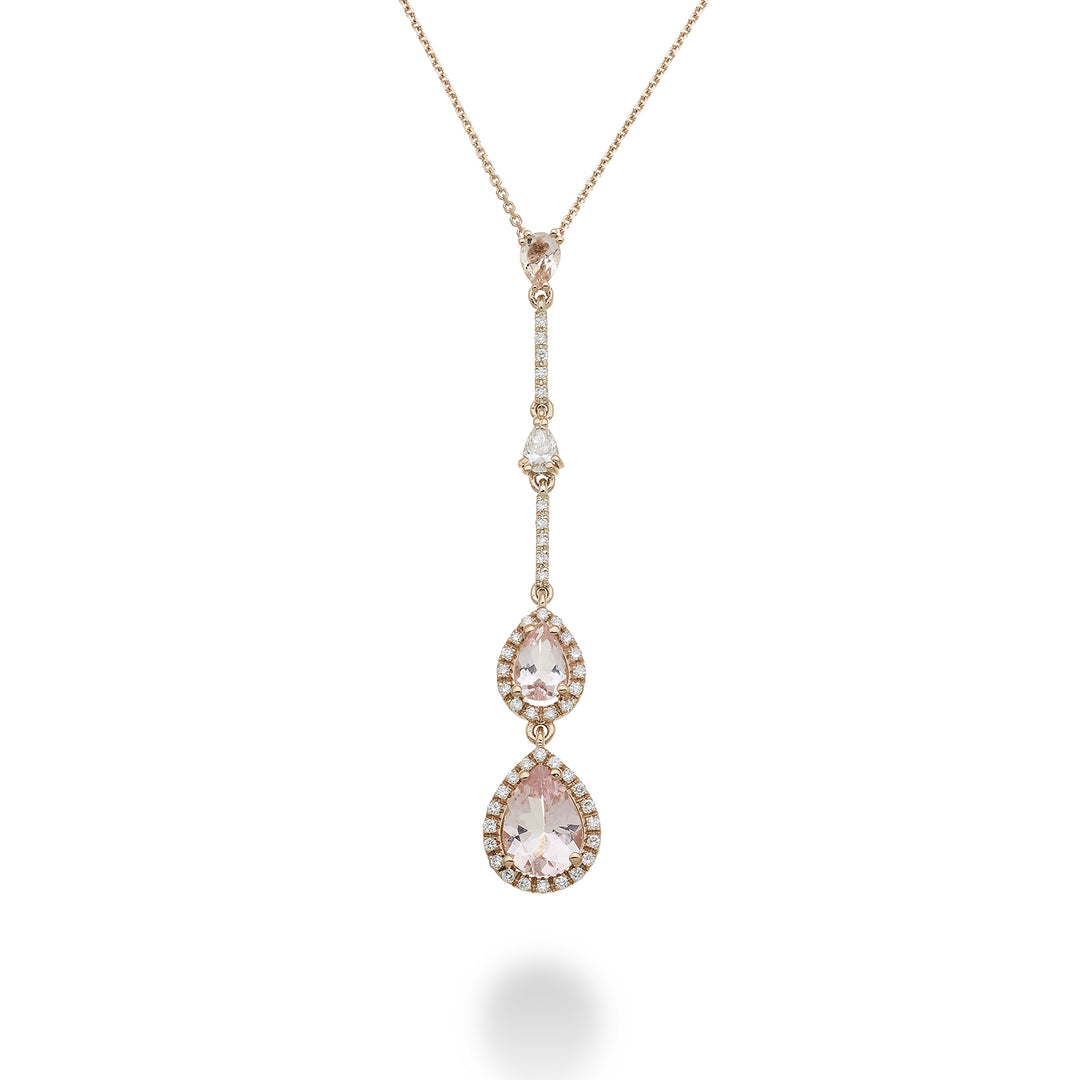 Collier Golay morganite goutte contour scalaire et barre PCLC202DMOP68-23065110064