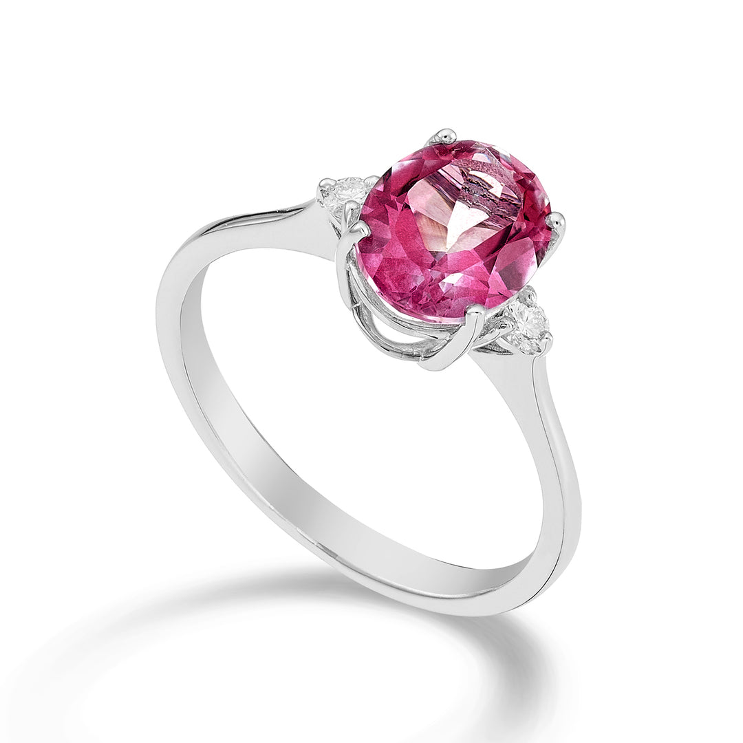Nihama une topaze rose ovale 18 carats 7x9 ct.2,10 diam. ct.0,08 NA5143O4TPPK