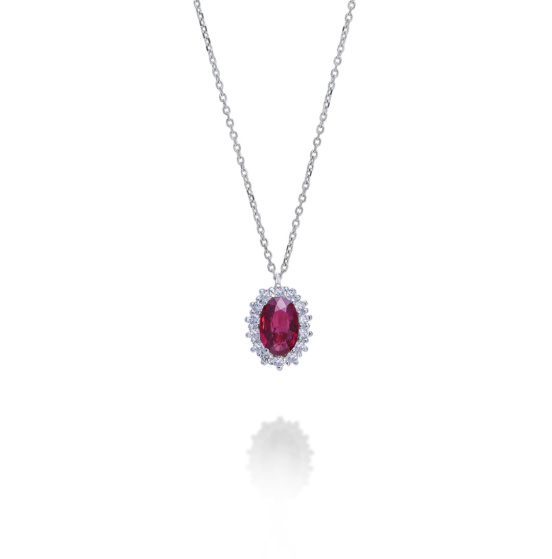 Nihama cl 9k ovale robijn 6x4 ct.0,40 diam. 0,13 ct ND5086R4RBC