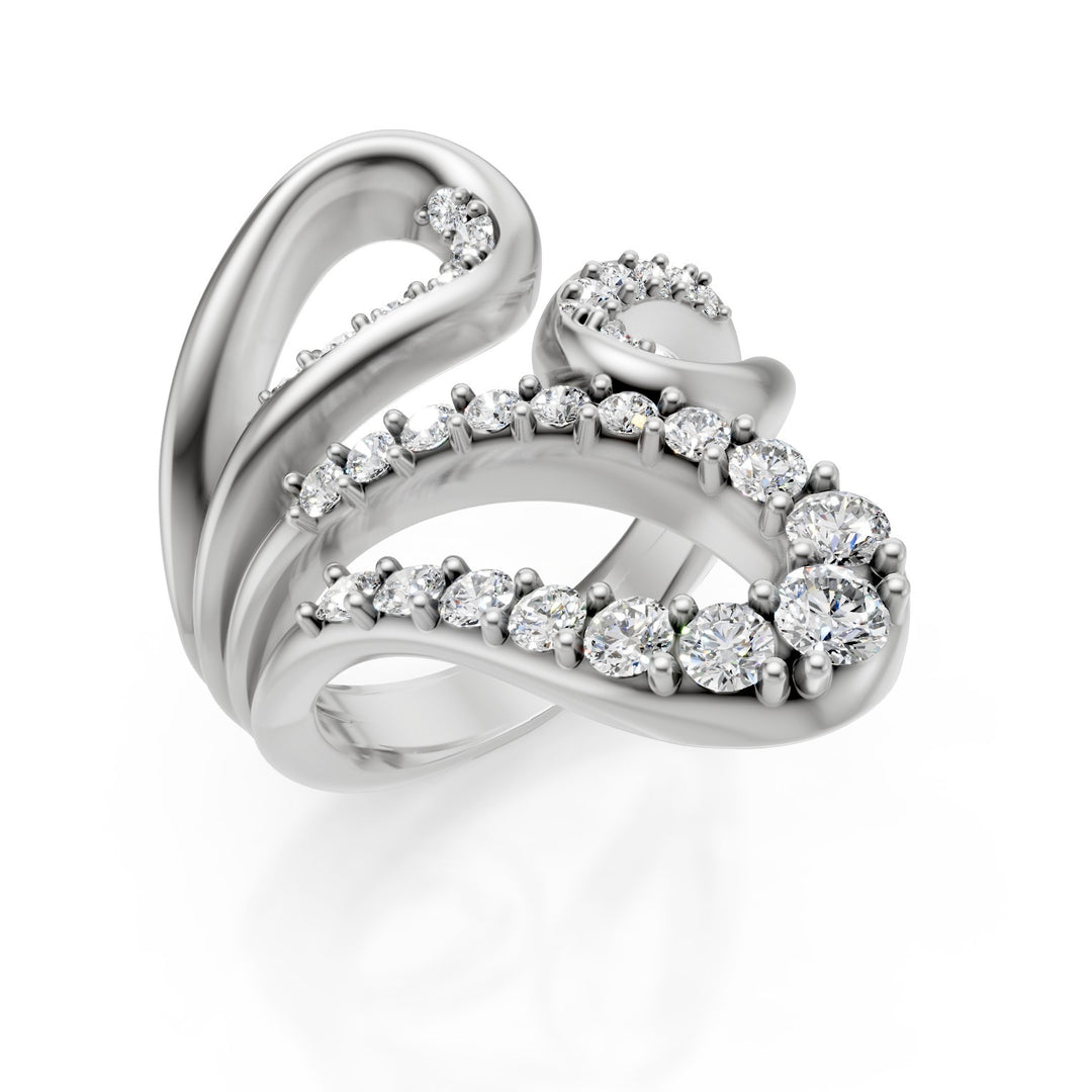 Golay design ring with diamonds in white gold AD619DB-25171110064