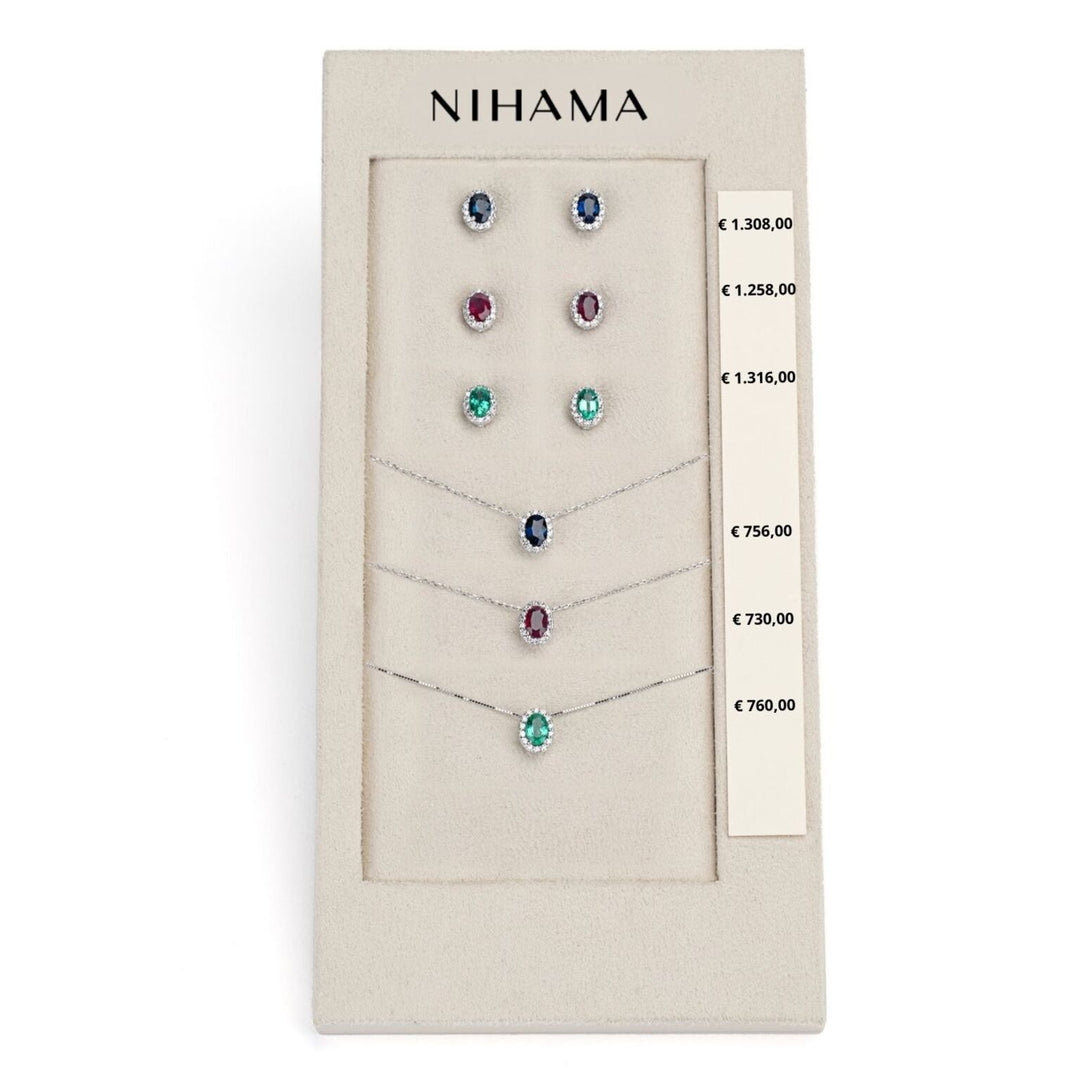 Forfait Nihama cl 5059 + ou 5038 saphir ovale 18 carats 6x4, rubis et émeraude tr. N.LIGHTBOX.13-T