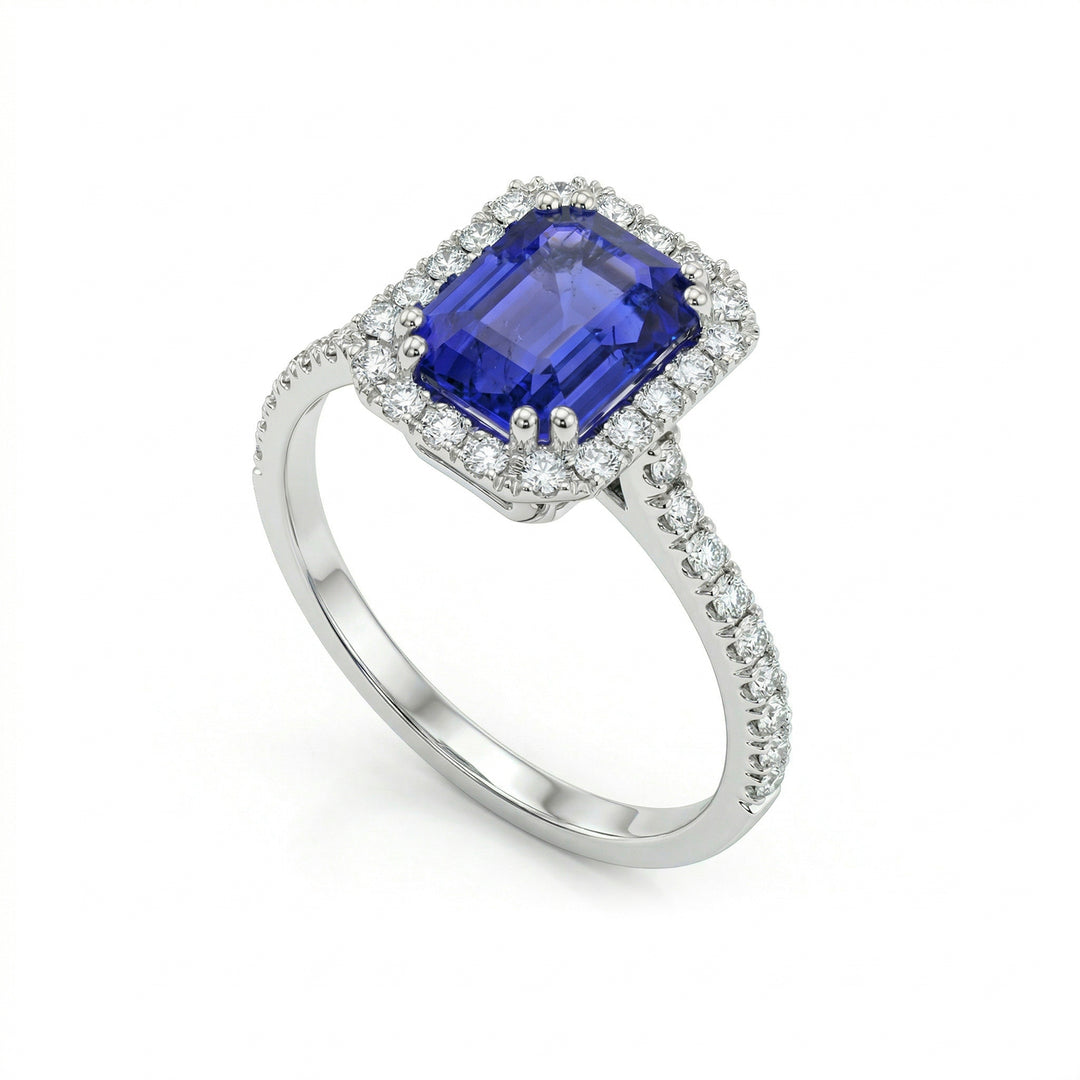 Bague tanzanite octogonale Golay 9x7 et diamants ACLC072DITZ5-24088110086